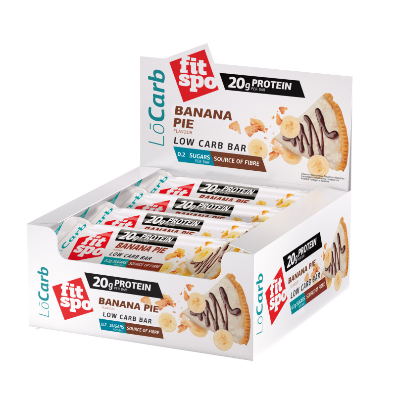 Cutie 12 Batoane Proteice FitSpo LoCarb Protein Bar 60g Banana Pie