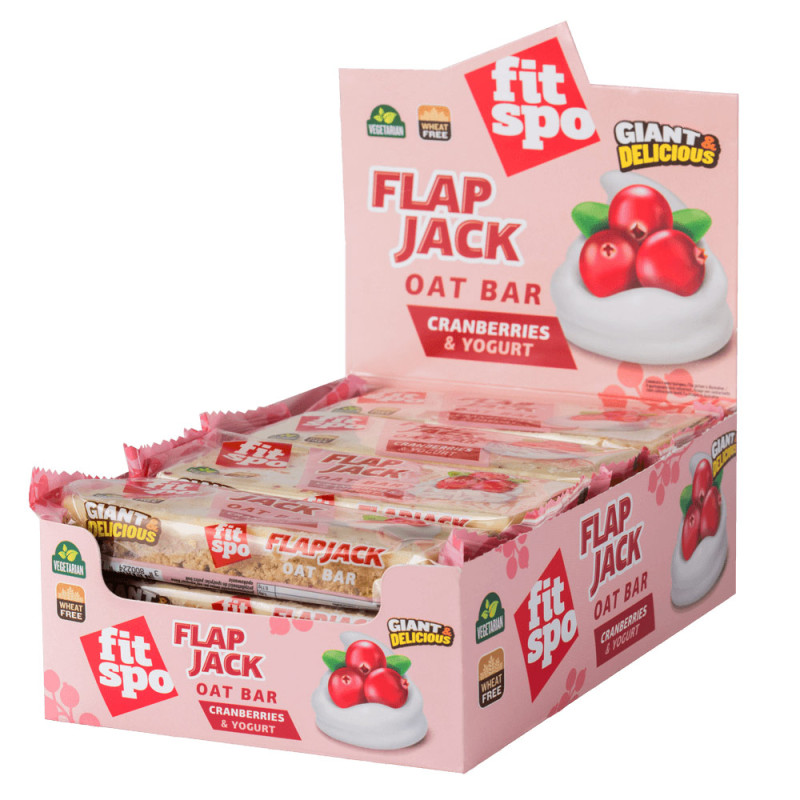 Cutie 12 Batoane din Ovăz FitSpo Flapjack Oat Bar 90g Cranberries and Yogurt